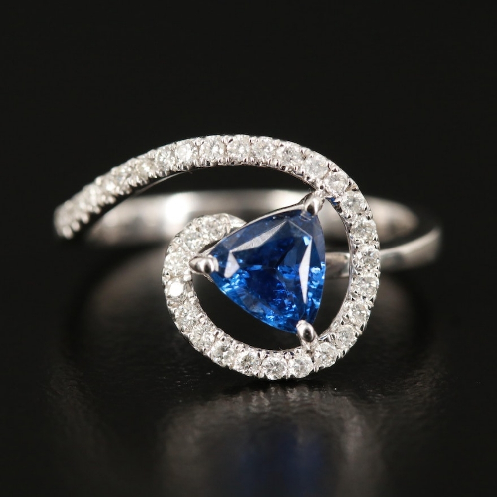 14k Natural Sapphire and Diamond Ring